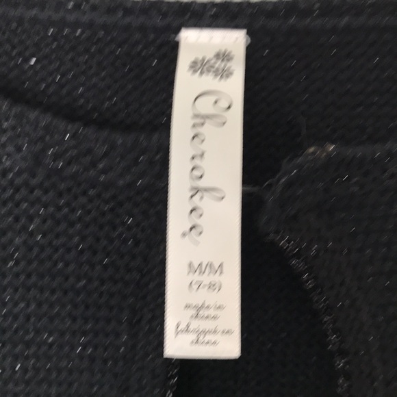 CHEROKEE GIRLS SPARKLY BLACK CROP TOP SWEATER SIZE M (7/8) - Picture 3 of 5